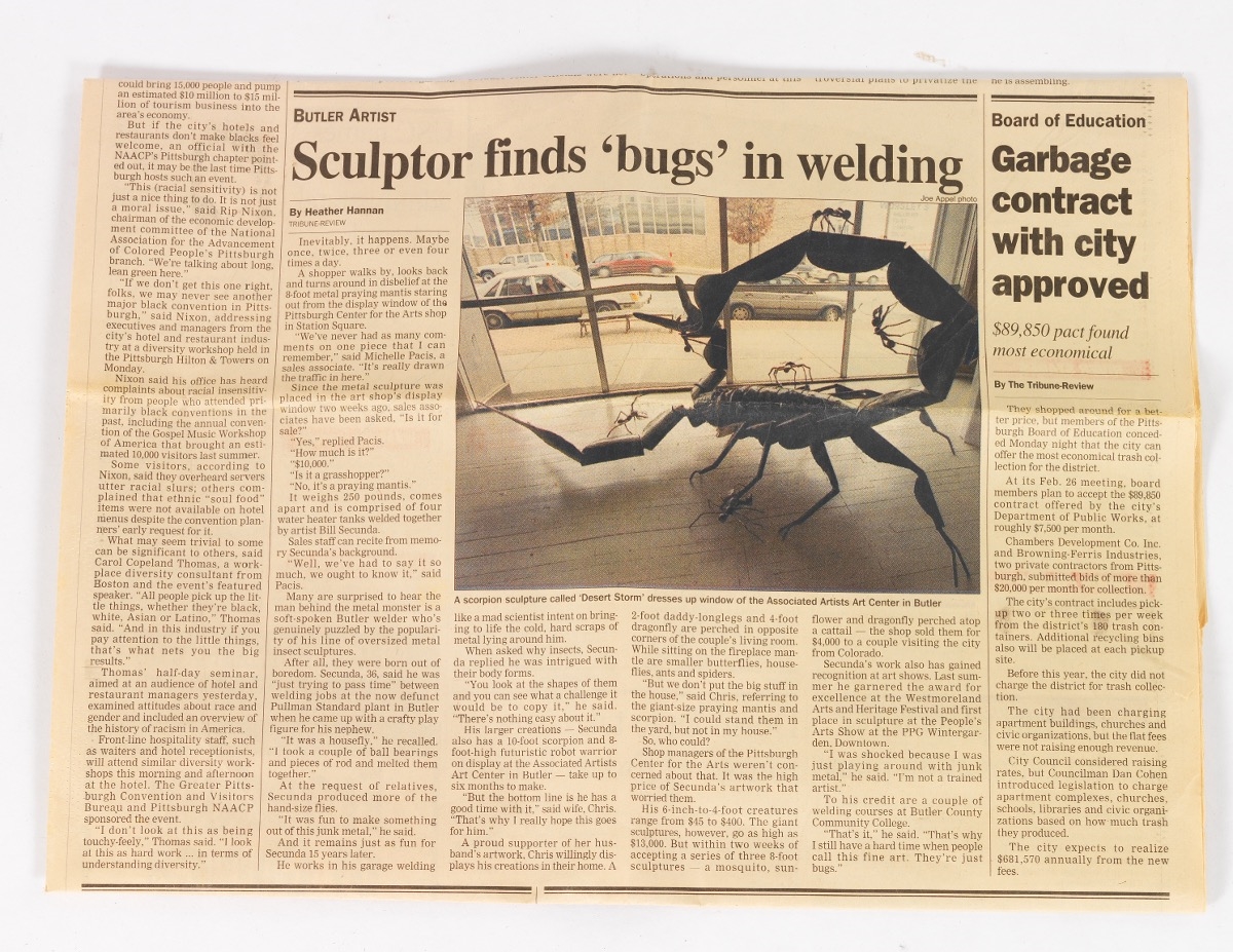 Artwork by Bill Secunda, Mayfly, Made of Patinated Iron And Plexiglass