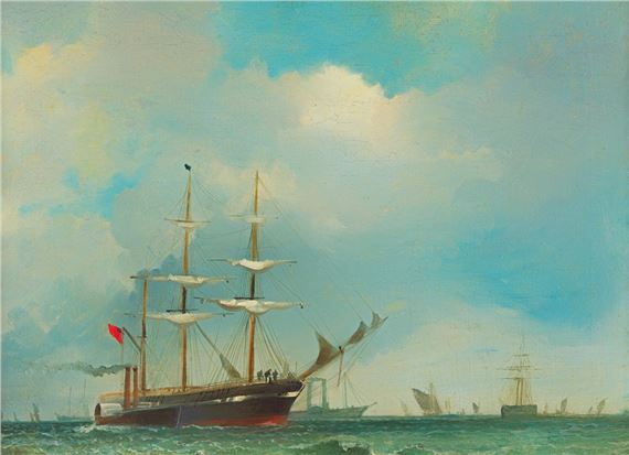 Ships at sea - Continental School, 19th Century