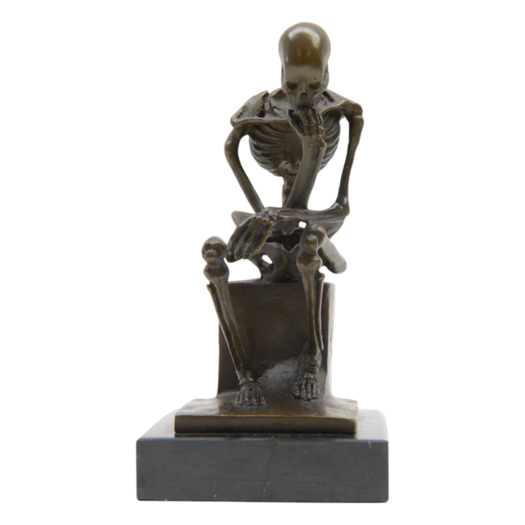 Artwork by Miguel Fernando López (Milo), The Thinker, Made of Bronze on black marble base