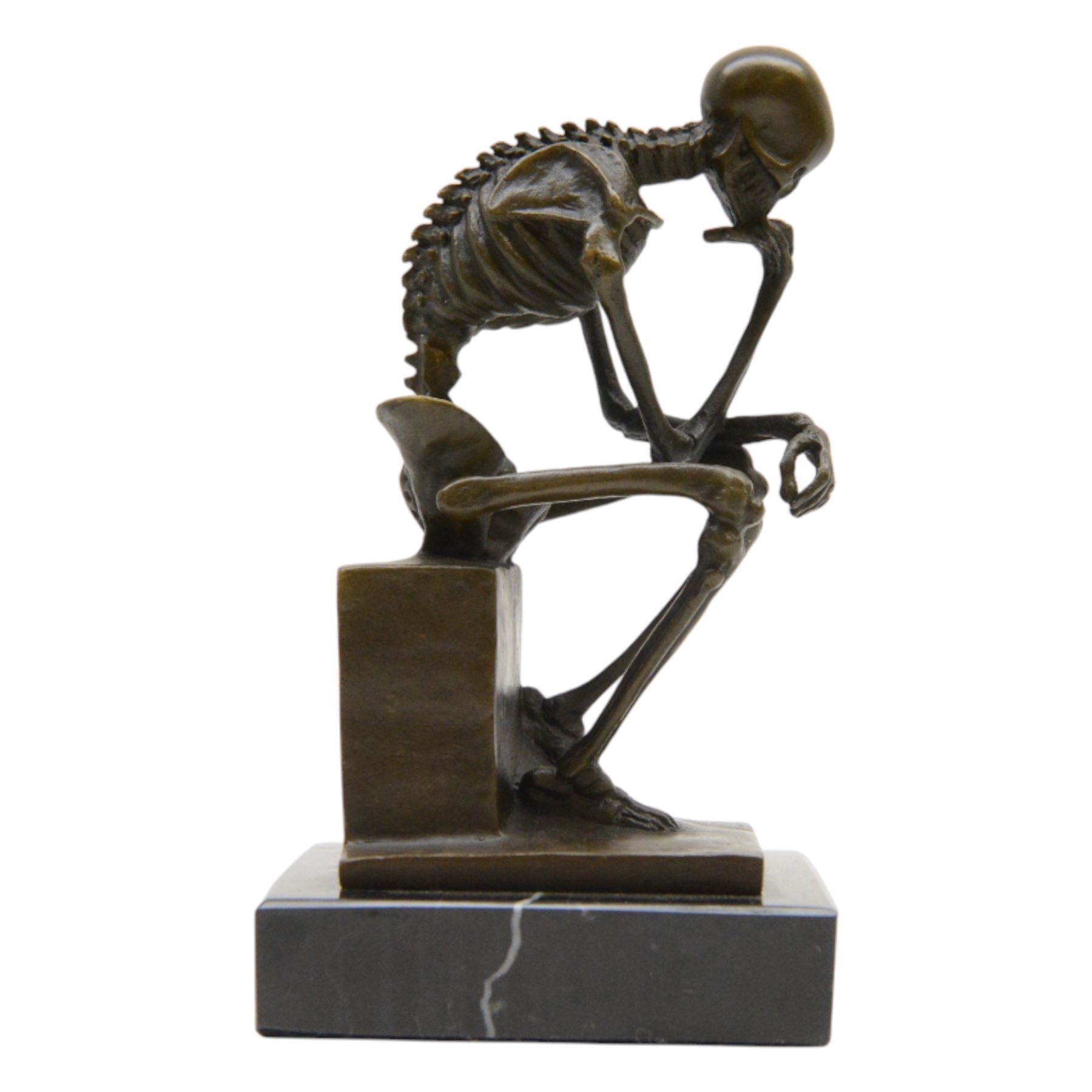 Artwork by Miguel Fernando López (Milo), The Thinker, Made of Bronze on black marble base