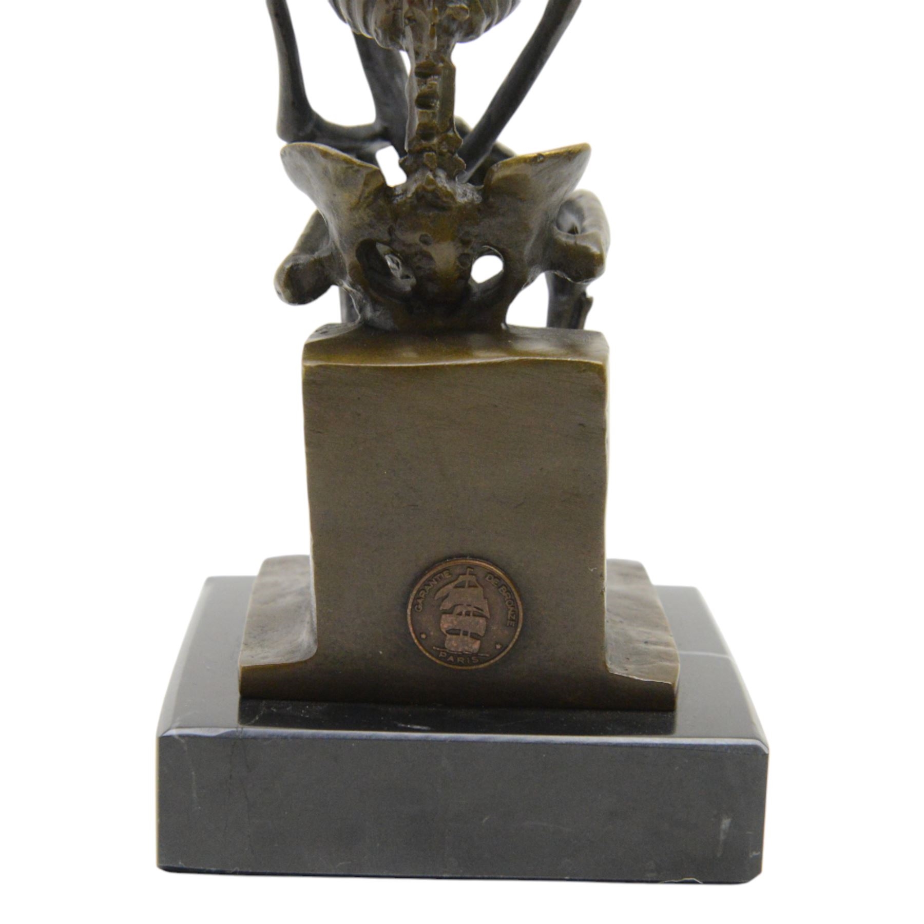 Artwork by Miguel Fernando López (Milo), The Thinker, Made of Bronze on black marble base