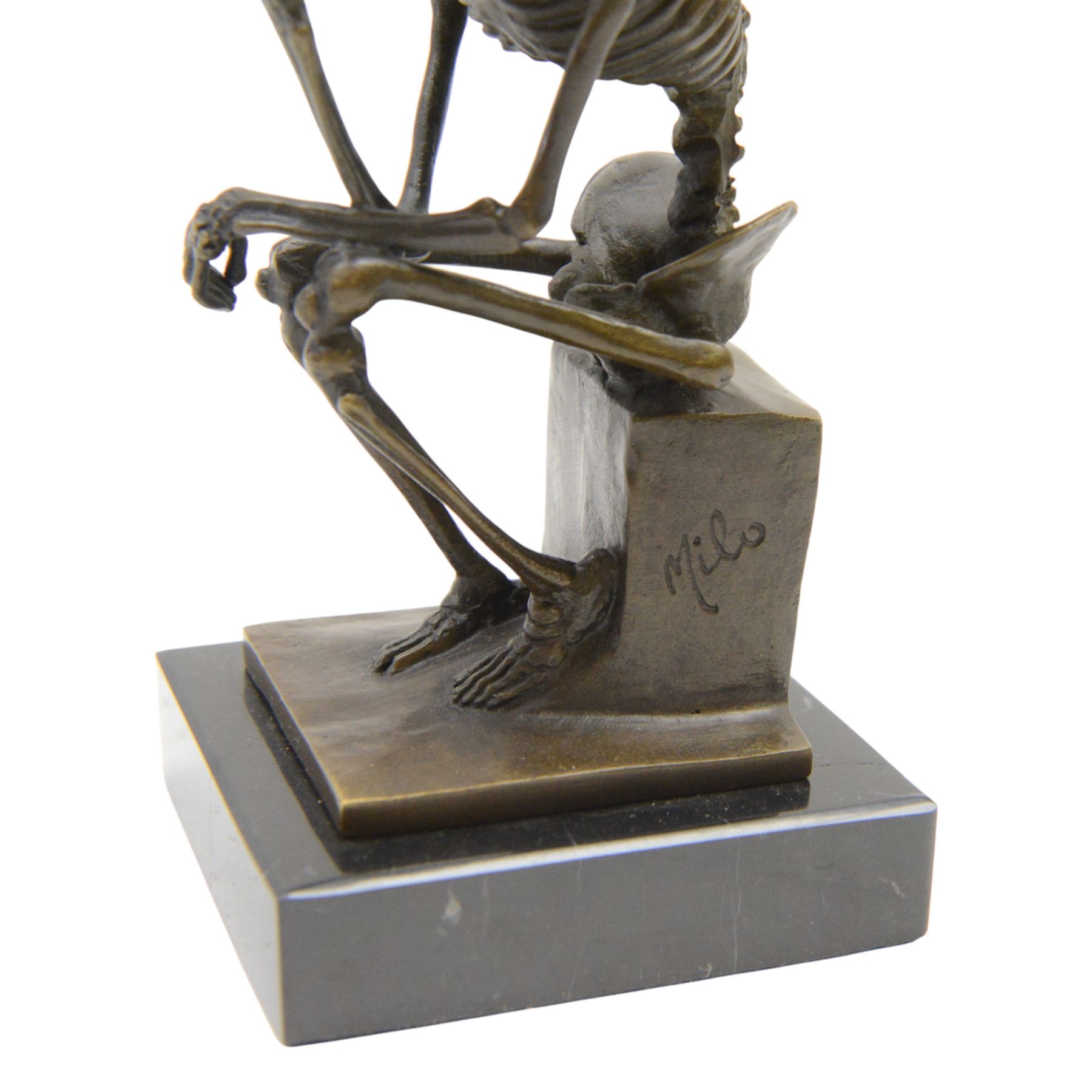 Artwork by Miguel Fernando López (Milo), The Thinker, Made of Bronze on black marble base