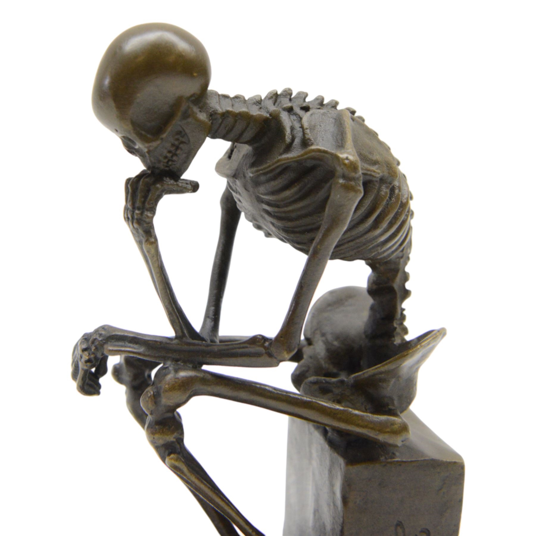 Artwork by Miguel Fernando López (Milo), The Thinker, Made of Bronze on black marble base