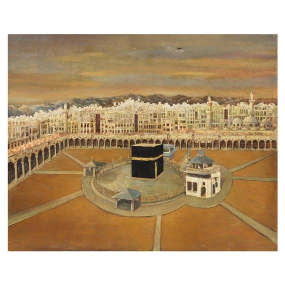 A view of the Ka'ba with the city of Mecca beyond - European School, 20th Century
