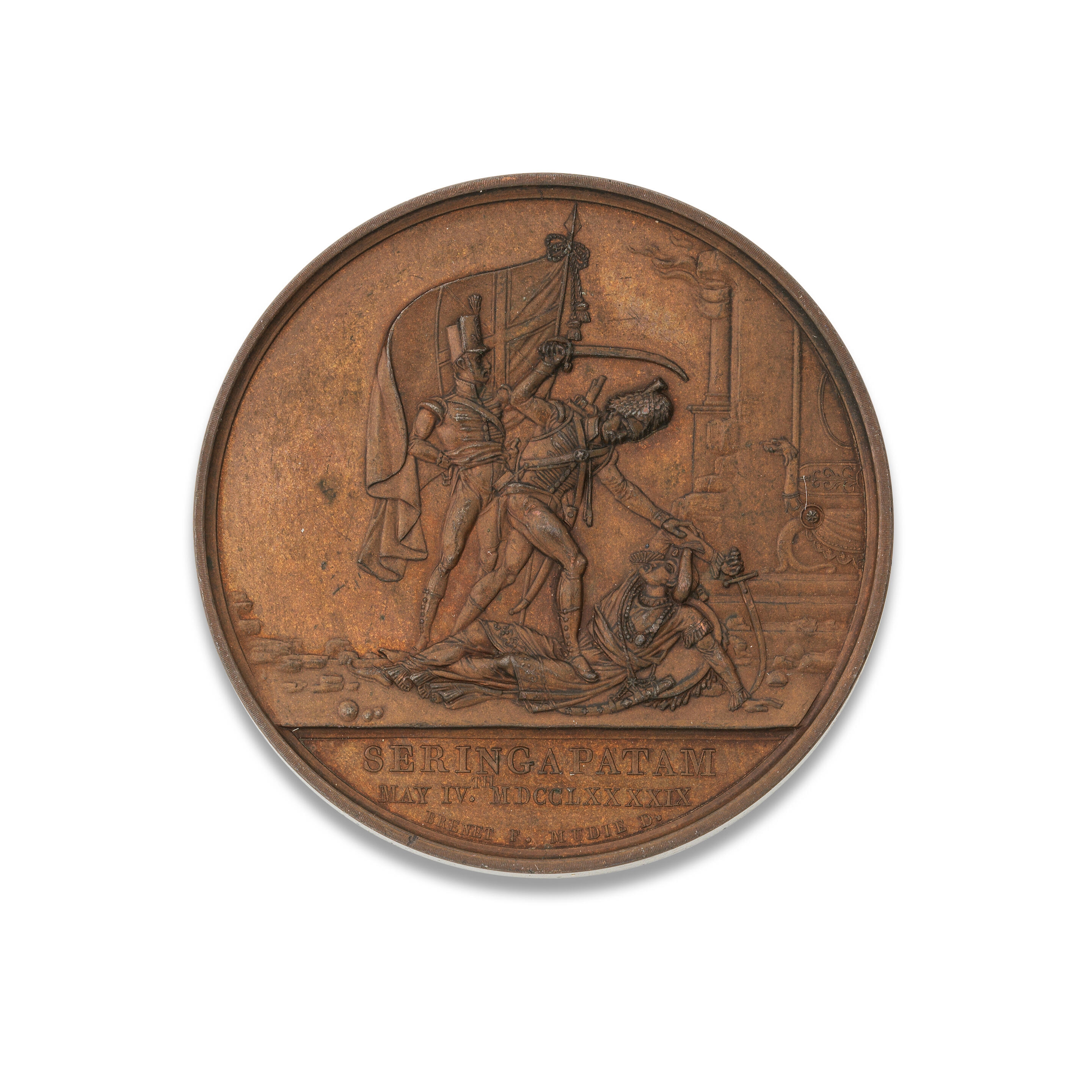Artwork by James Mudie, Medal commemorating the Capture of Seringapatam, Made of Bronze