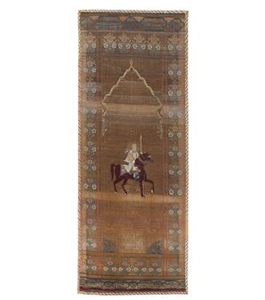 An impressive Qajar woven silk panel for Ashura day celebrations