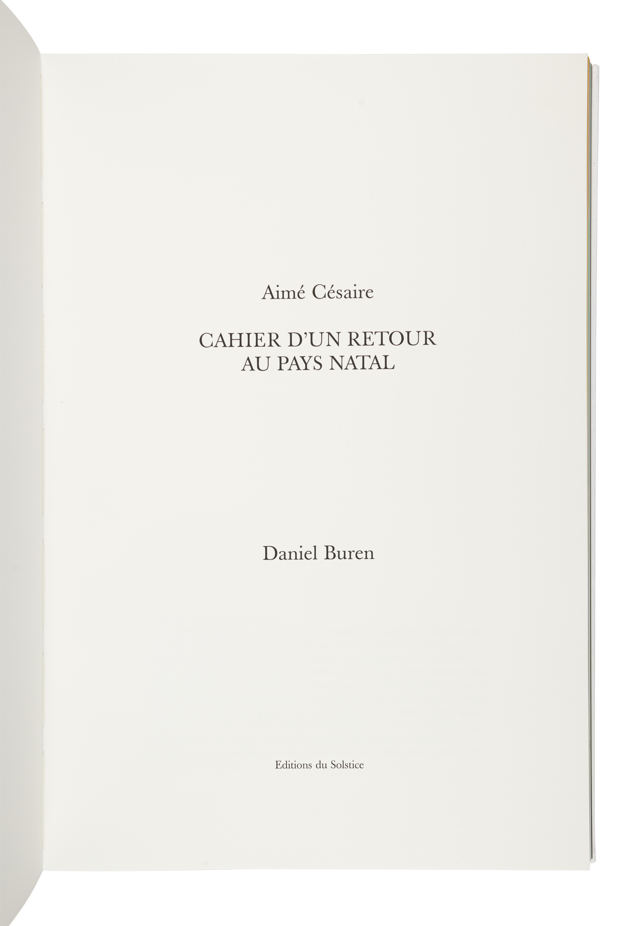 Artwork by Daniel Buren, Cahier d'un retour au pays natal. Paris : Éditions du Solstice, 2004., Made of sérigraphies en couleurs