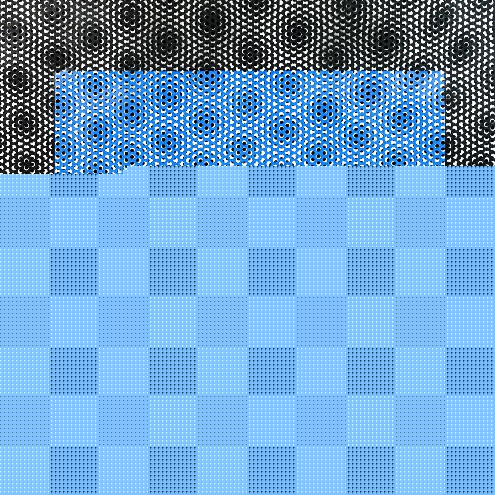 Artwork by Evan Holloway, Light Blue Over Black, Made of Mixed Media Print On Paper With Metal Grate