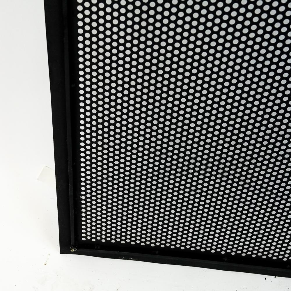 Artwork by Evan Holloway, Light Blue Over Black, Made of Mixed Media Print On Paper With Metal Grate