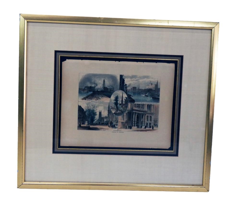 Artwork by William Cullen Bryant, Scenes in Chicago, Made of Colored Engravings