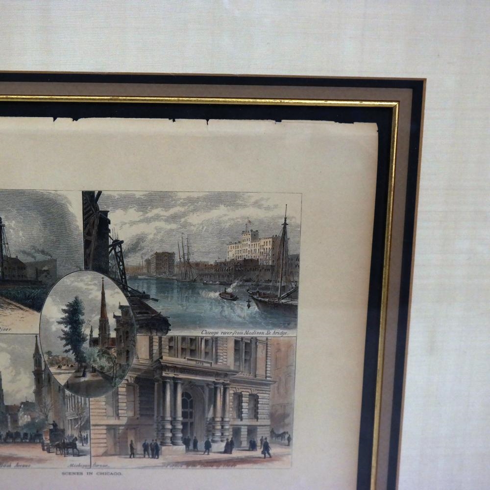 Artwork by William Cullen Bryant, Scenes in Chicago, Made of Colored Engravings