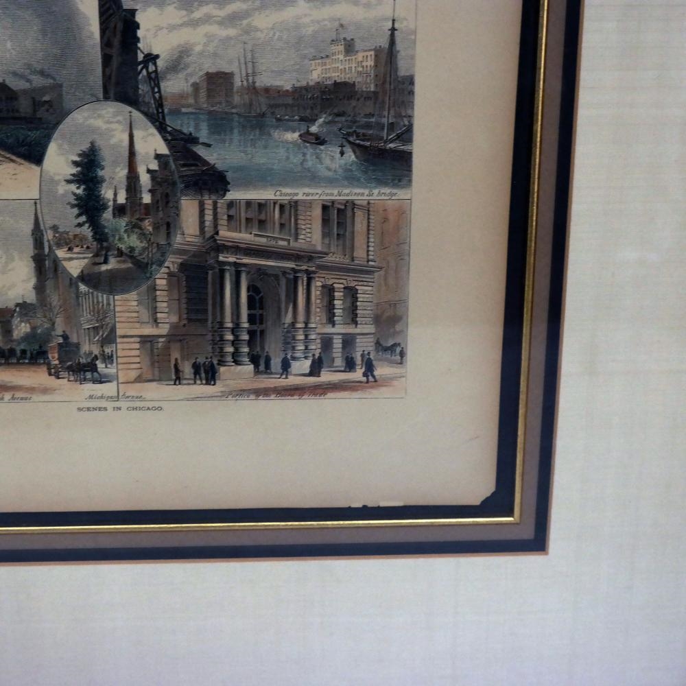 Artwork by William Cullen Bryant, Scenes in Chicago, Made of Colored Engravings