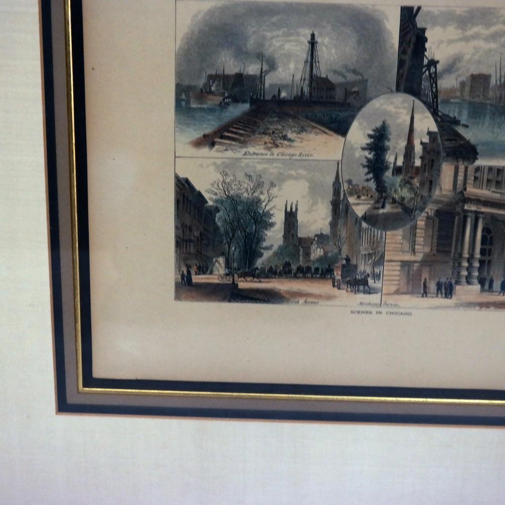 Artwork by William Cullen Bryant, Scenes in Chicago, Made of Colored Engravings