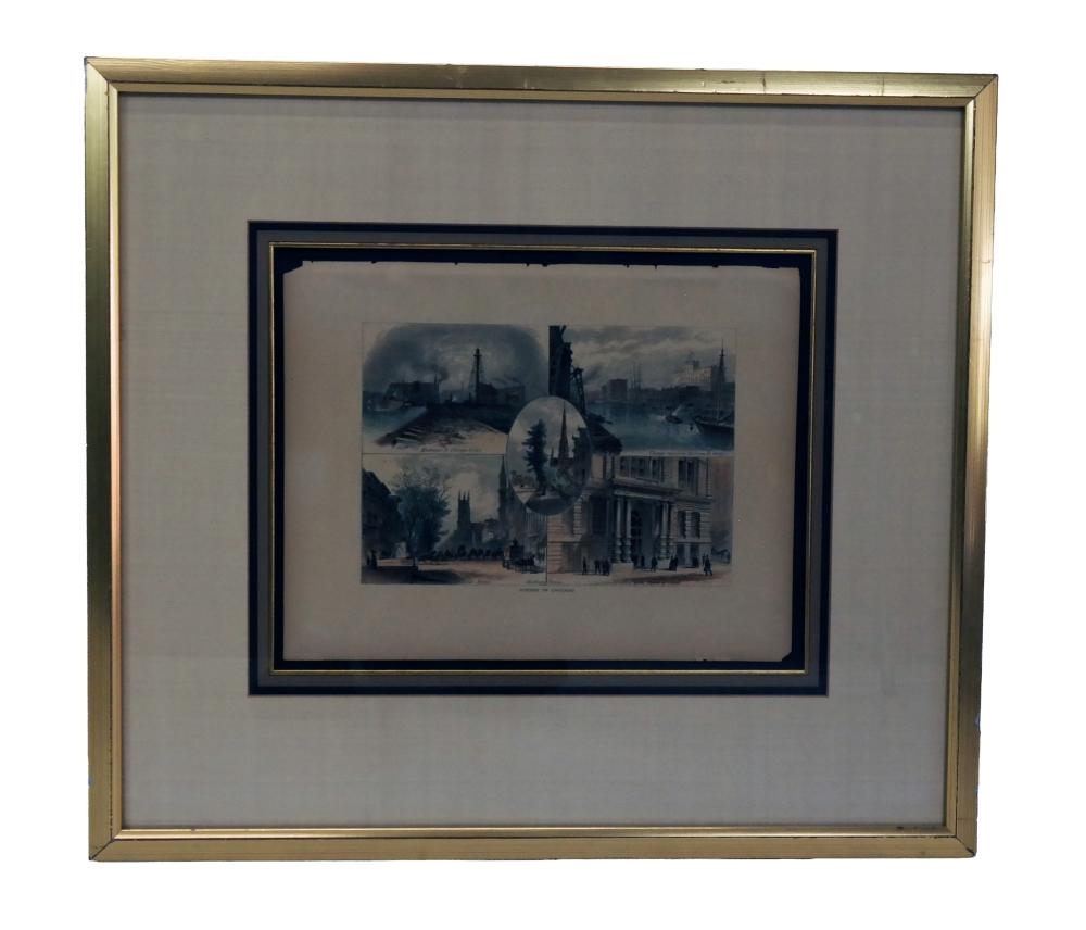 Artwork by William Cullen Bryant, Scenes in Chicago, Made of Colored Engravings