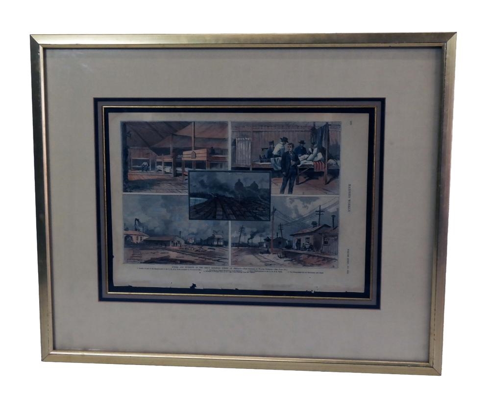 Artwork by William Cullen Bryant, Scenes in Chicago, Made of Colored Engravings