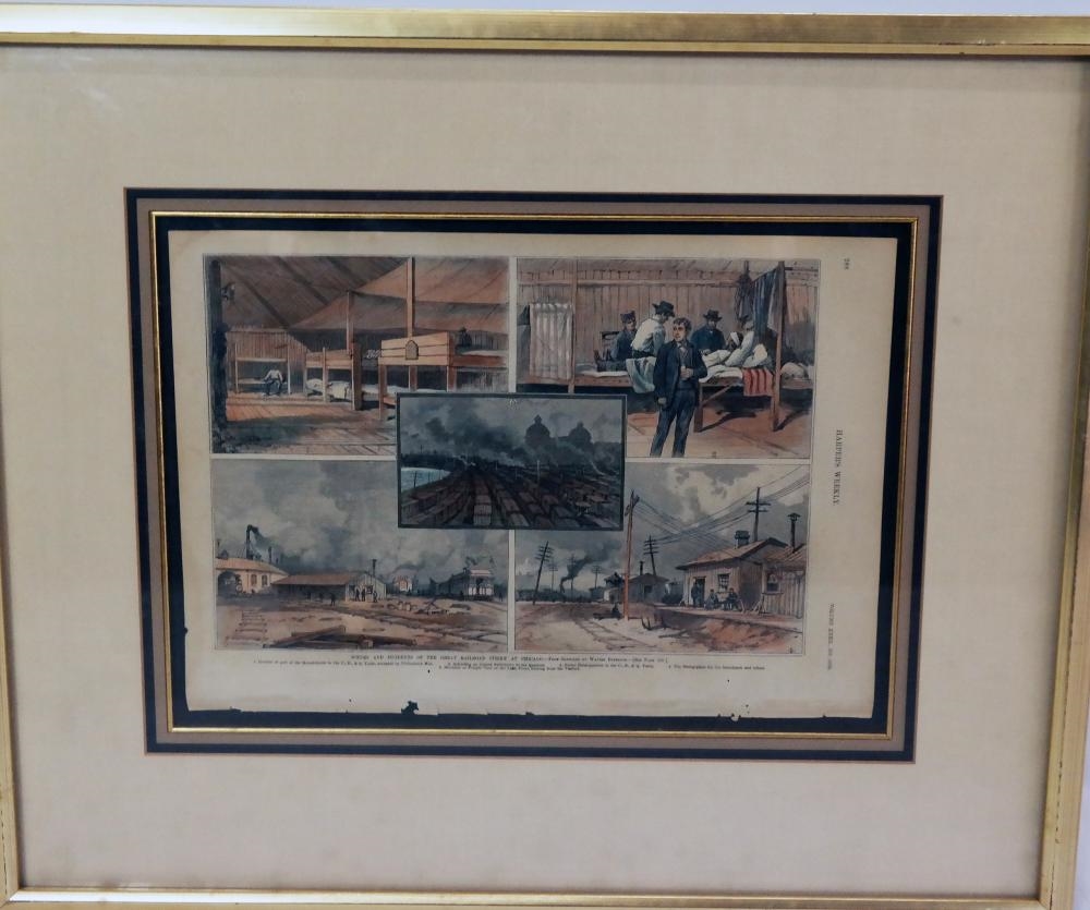 Artwork by William Cullen Bryant, Scenes in Chicago, Made of Colored Engravings