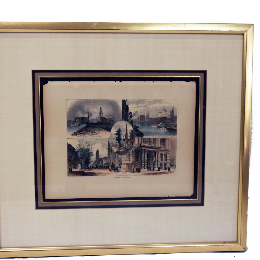 Artwork by William Cullen Bryant, Scenes in Chicago, Made of Colored Engravings