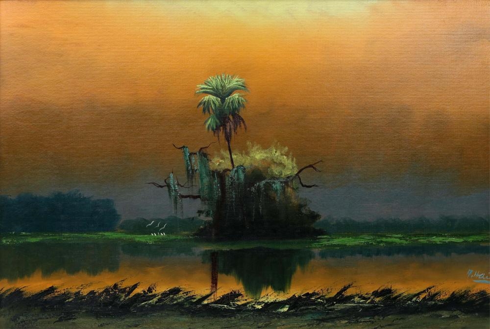 Artwork by Alfred Hair, GOLDEN STILLNESS, Made of Oil On Upson