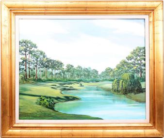 Beverly Place Copperhead Course Golf Oil Painting
