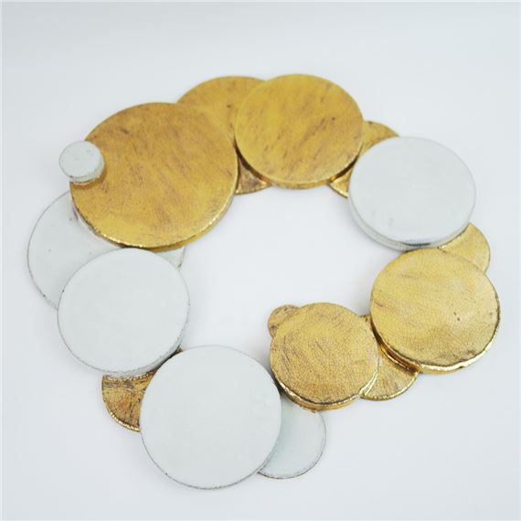 CERAMIC WALL HANGING IN WHITE AND GOLD by Sotis Filippides