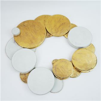 CERAMIC WALL HANGING IN WHITE AND GOLD - Sotis Filippides