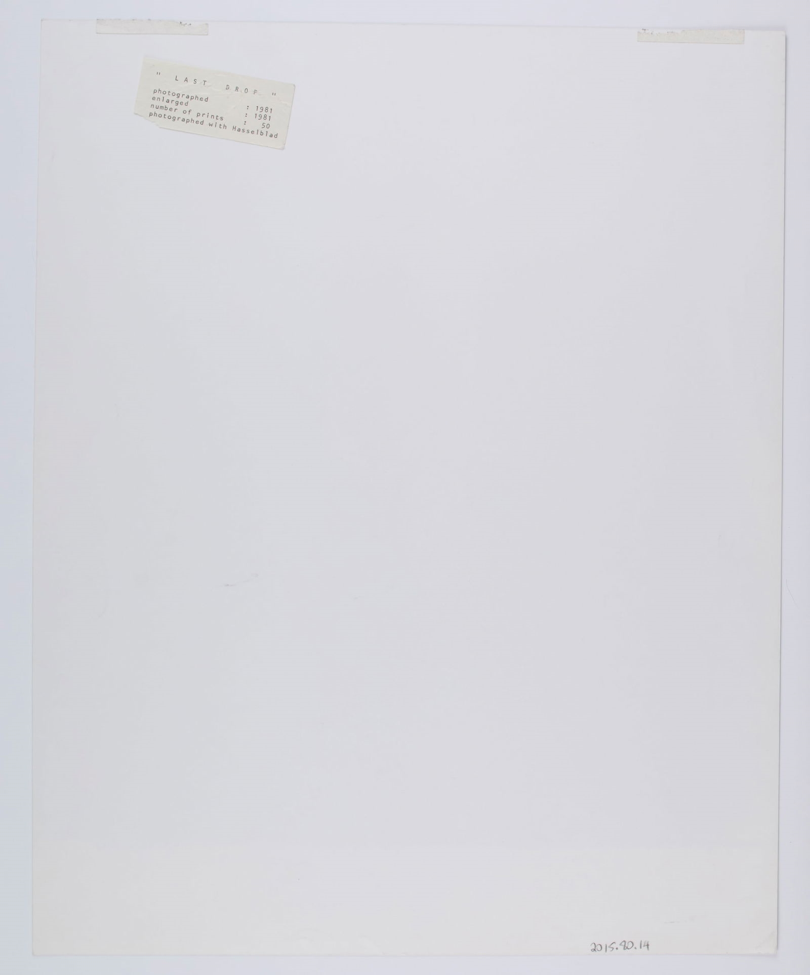 Artwork by Gerhard Pohl, Last Drop, Made of Gelatin Silver Prints