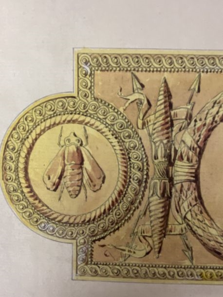 Artwork by Pierre-François-Léonard Fontaine, Two designs for locks and handles with Napoleon's cipher, Made of Pen And Black And Gray Ink, Gray And Brown Wash, Watercolor Over Black Stone Lines