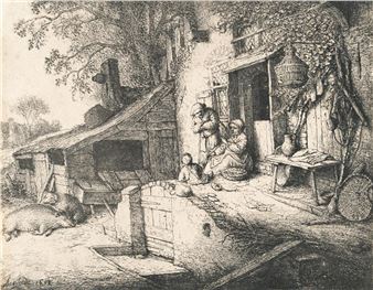 The Woman Spinning - Adriaen van Ostade