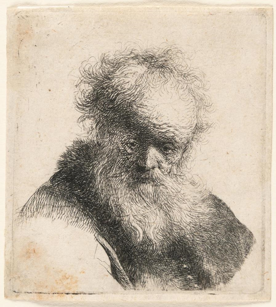 Rembrandt van Rijn | Bust of an Old Man with Flowing Beard and White ...