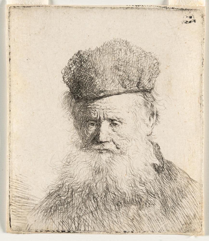 Rembrandt van Rijn | Bust of an Old Man with a Fur Cap and Flowing ...