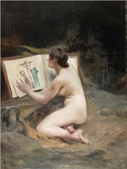 Kauernder weiblicher Akt (Die bÃ¼Ãende Maria Magdalena - Albert Besnard
