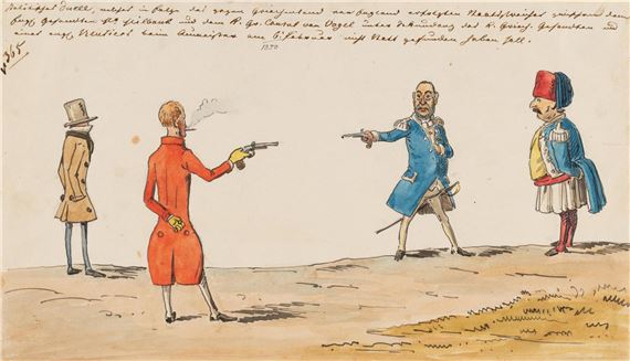 Das griechisch-britische Duell zwischen Konsul Vogel und Konstantin Schinas am 6. Februar 1850 by Franz Graf von Pocci, Um 1850