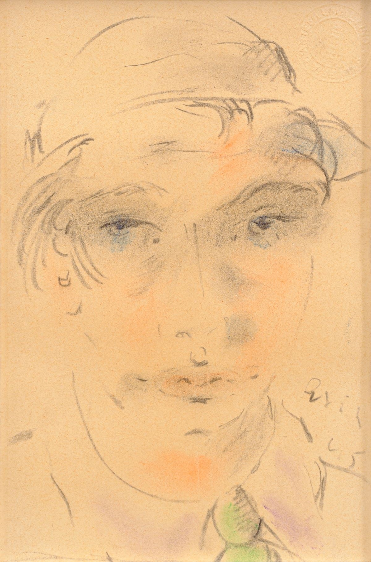 Artwork by Filippo de Pisis, Head, Made of Mixed Media On Paper