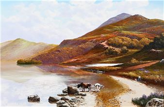 Highland Cattle by a Loch