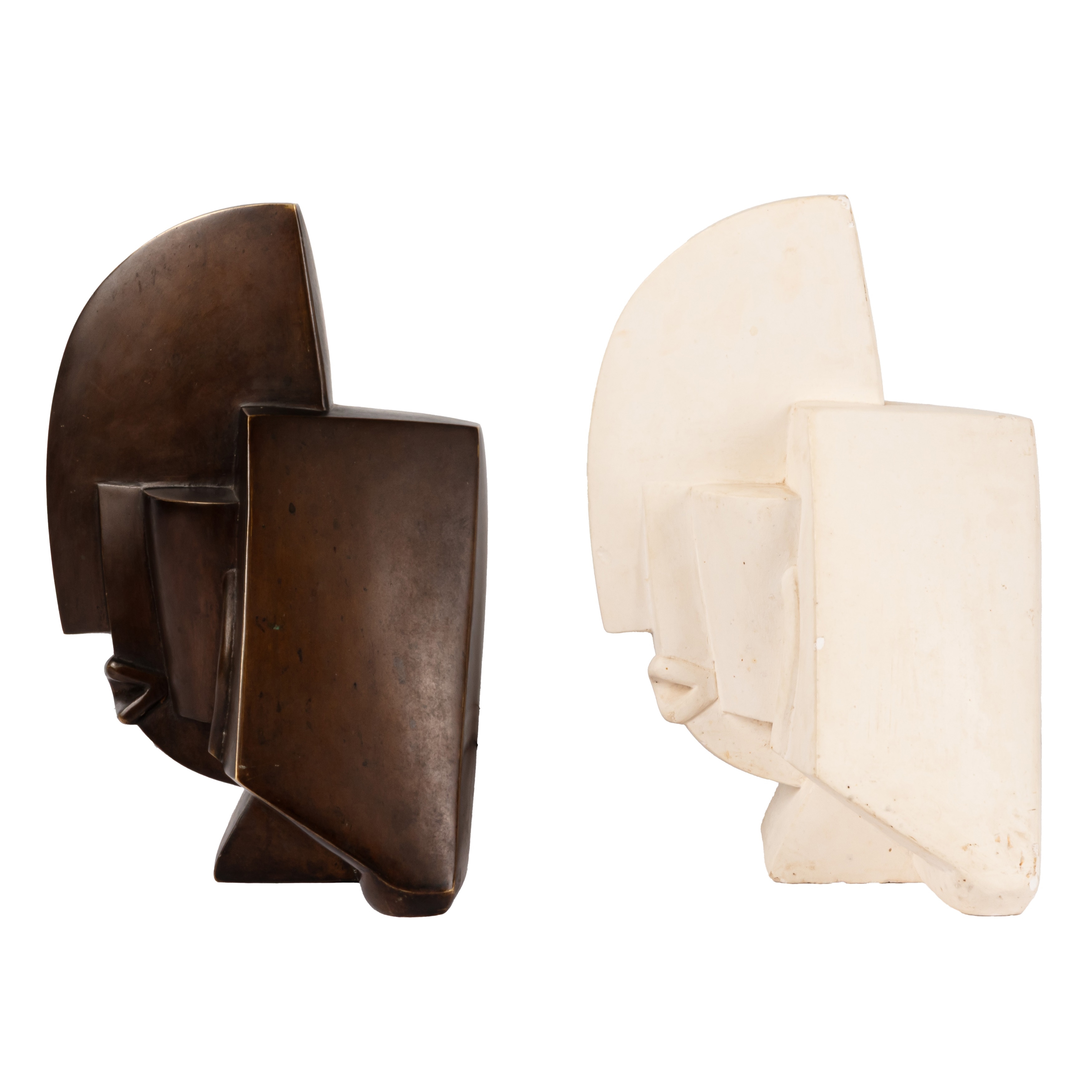 Artwork by Joseph Csaky, Tête Cubiste, Made of Bronze