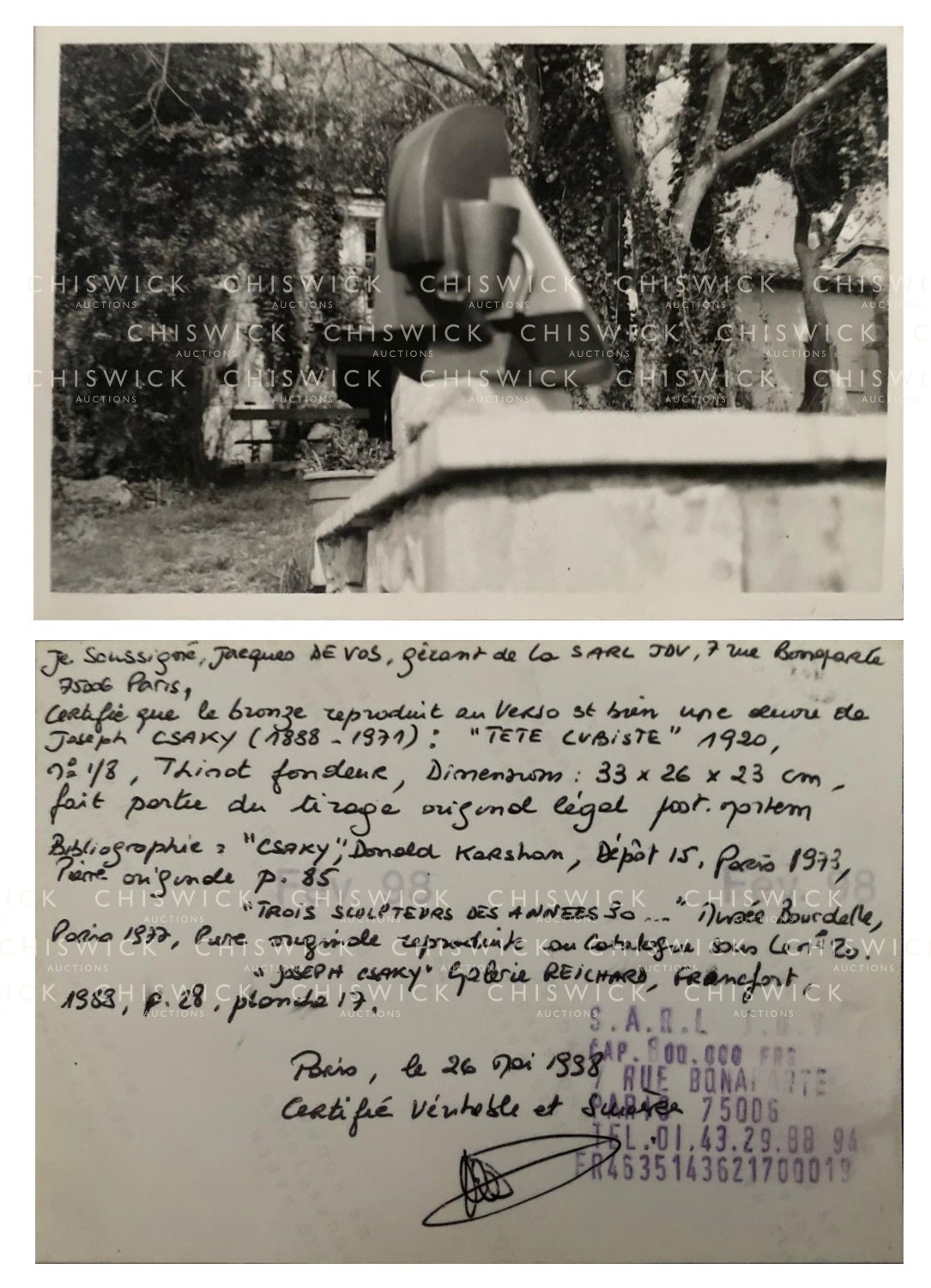 Artwork by Joseph Csaky, Tête Cubiste, Made of Bronze