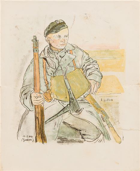 Army outpost from the "Legiony Polskie" set of prints, 1936 - Leopold Gottlieb