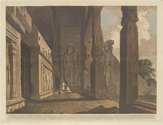 Portico of an Excavated Temple on the Island of Salsette - William Daniell