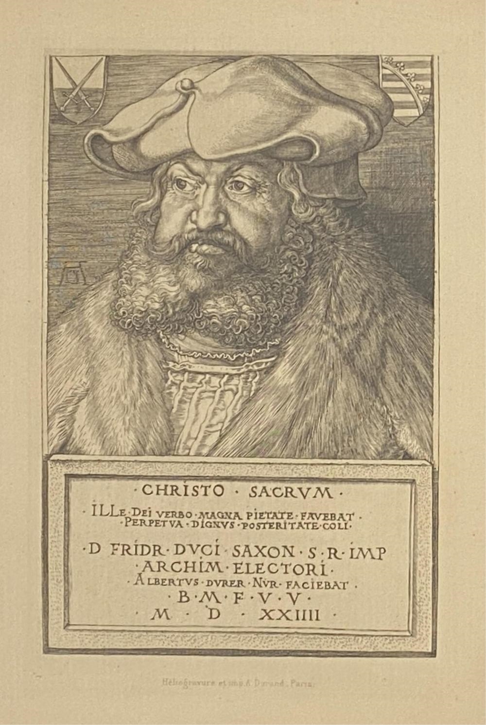Artwork by Albrecht Dürer, Christo Sacrum, Frederick Duke of Saxony 1524, Made of Heliogravure