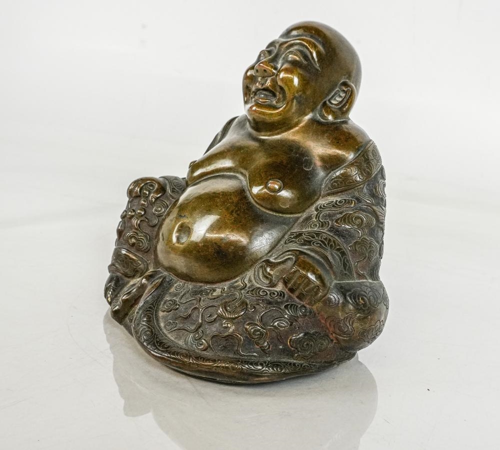 Artwork by Chinese School, Chinese Bronze of a Laughing Buddha, Made of Bronze