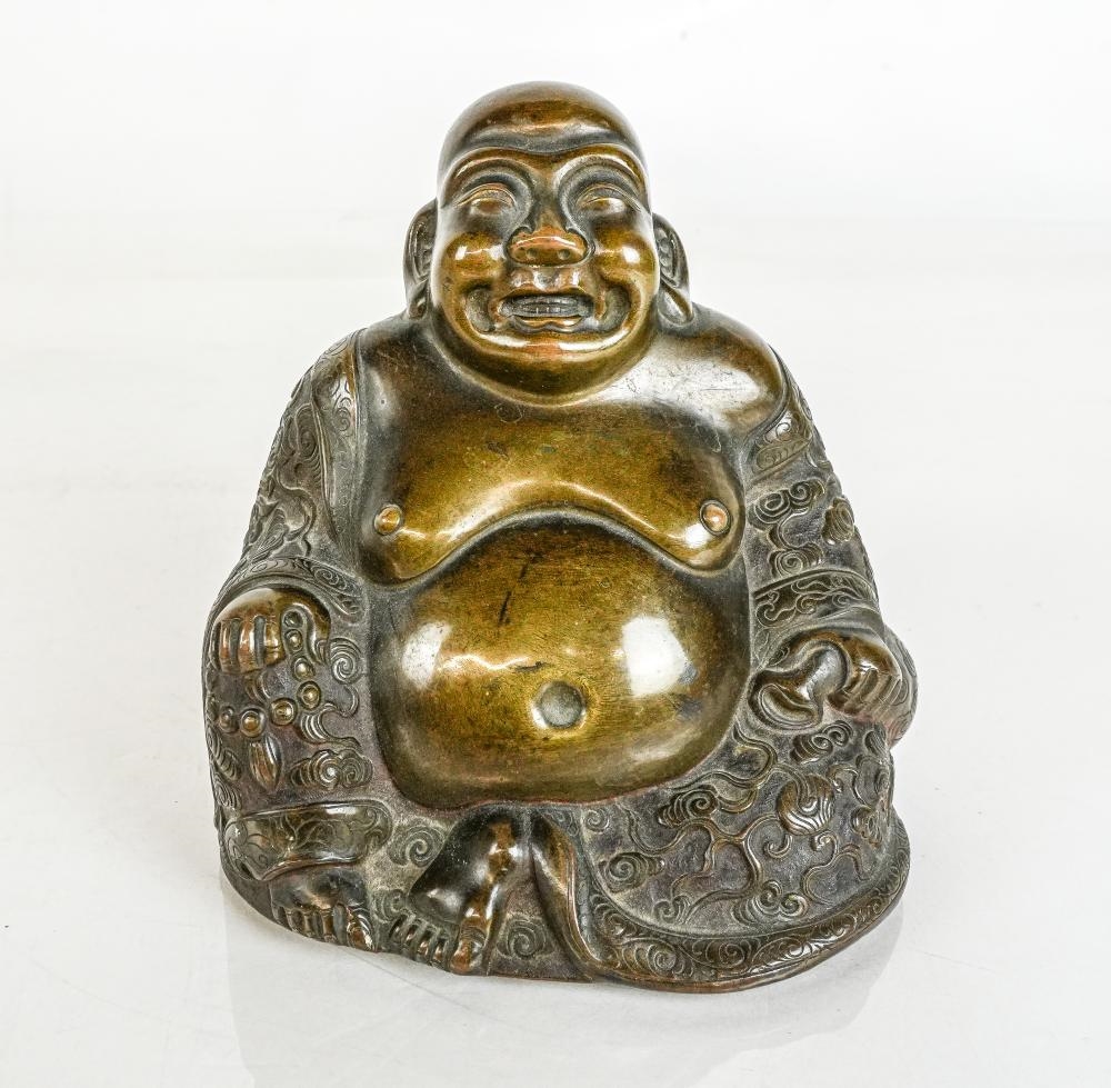 Artwork by Chinese School, Chinese Bronze of a Laughing Buddha, Made of Bronze