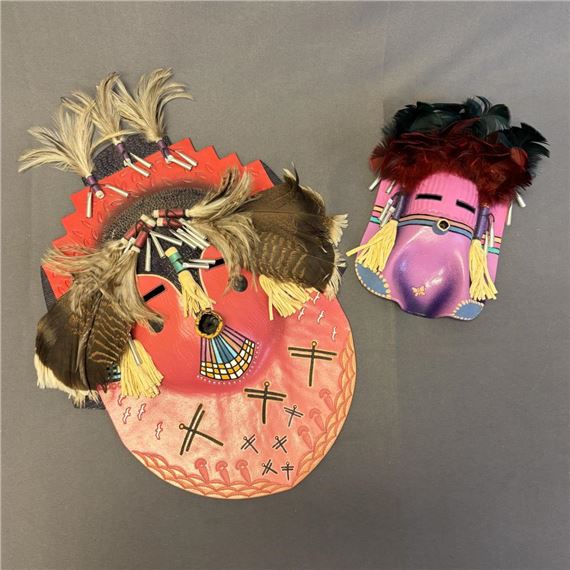 Group of 2 Peter Ray James Clay Spirit Masks