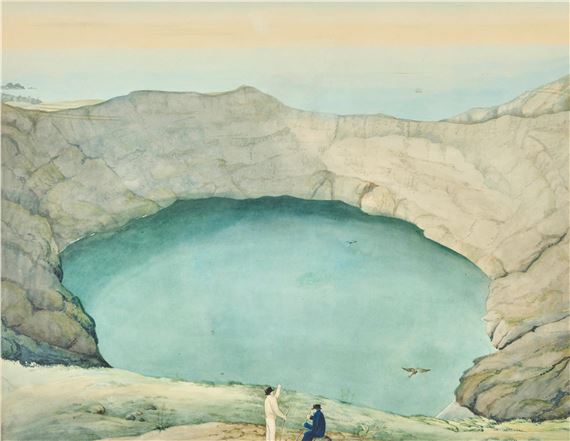 A view of the old crater of the Morne Soufrière - St. Vincent, taken from the eastern brink by Lansdown Guilding, Executed in 1821