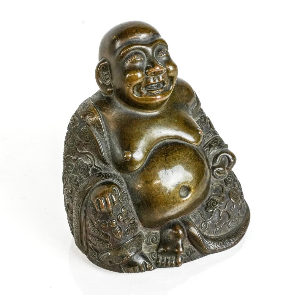 Artwork by Chinese School, Chinese Bronze of a Laughing Buddha, Made of Bronze