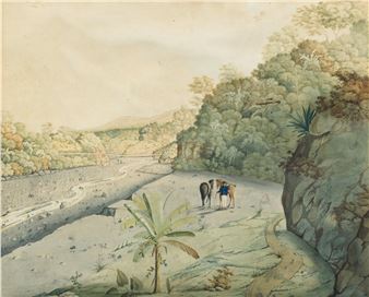 View of the barren summit of Morne Soufrière - St. Vincent, taken below the chain cable spouts in the river Rabaca