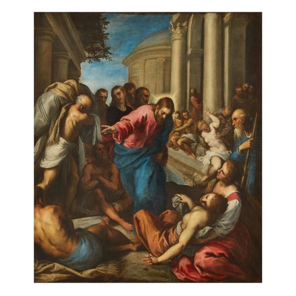 Artwork by Jacopo Palma il Vecchio, THE POOL OF BETHESDA, Made of Oil On Canvas