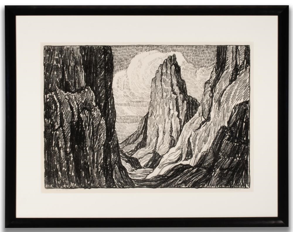 Artwork by Birger Sandzén, Sentinel Rock, Made of Lithograph