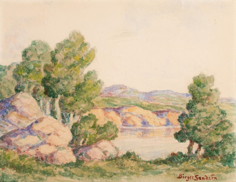 Artwork by Birger Sandzén, Glimpse of Smoky River, Made of Watercolor