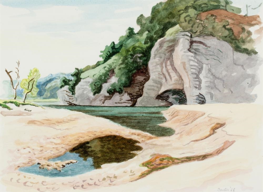 Artwork by Thomas Hart Benton‏, OZARKS WATERCOLOR STUDY, Made of Watercolor