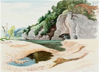OZARKS WATERCOLOR STUDY - Thomas Hart Benton‏